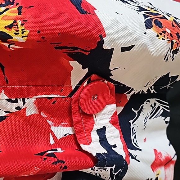 Coldwater Creek Floral Blazer Beautiful Red and Navy Size 14 - Picture 7 of 11